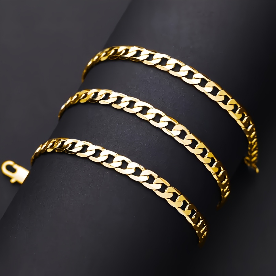 925 Silver Hip hop 5mm Golden Cuban Chain Necklace 18k plated